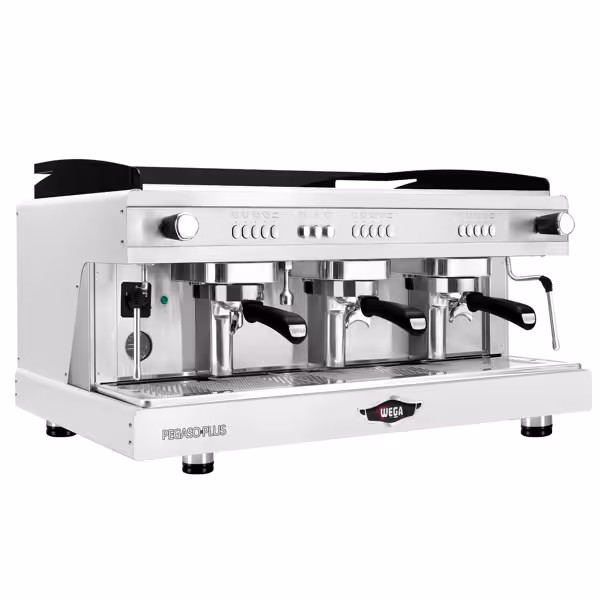 WEGA | PEGASO PLUS - Siebträgermaschine - 3 Gruppig - 5,3 kW - mit Milchaufschäumern & Heißwasser - Weiß