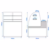 Banco pasticceria refrigerato - 998x985mm - Statica - 163 L - Vetro curvo - con 2 ripiani