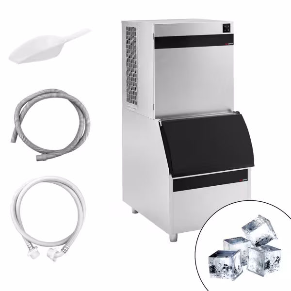 IJsblokjesmachine - kubus (volle blokjes) - 450 kg/24 h - incl. ijsopslagbunker