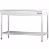 Table de travail inox PREMIUM - 1200 x 600 mm - avec tablette inférieure - incl. Planche à découper Blanche