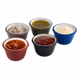 (6 adet) Ramekin (Sos Kasesi) - 6'lı Set - Melamin - 40ml - yuvarlak - Ø60mm - Yeşil/Beyaz