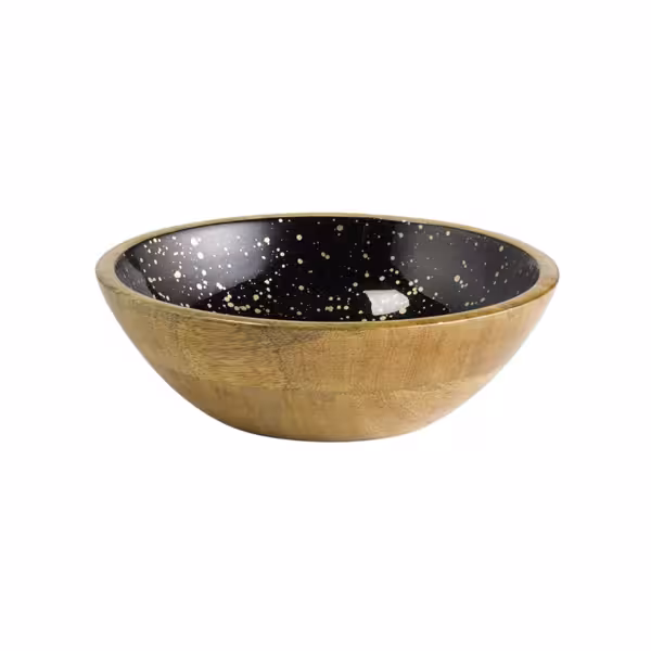 (6 Stück) Schale - MANGO - Holz - 1,1 Liter - Ø 240mm - Schwarz-Gold