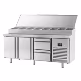 Saladette refrigerata professionale - 1960x700mm - 2 porte e 2 cassetti - per 1x GN 1/2 e 9x GN 1/3 vaschette