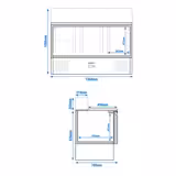 Commercial Saladette Counter PREMIUM - 1368mm - 368L - 3 glass doors - with square glass canopy for 8 x GN 1/6