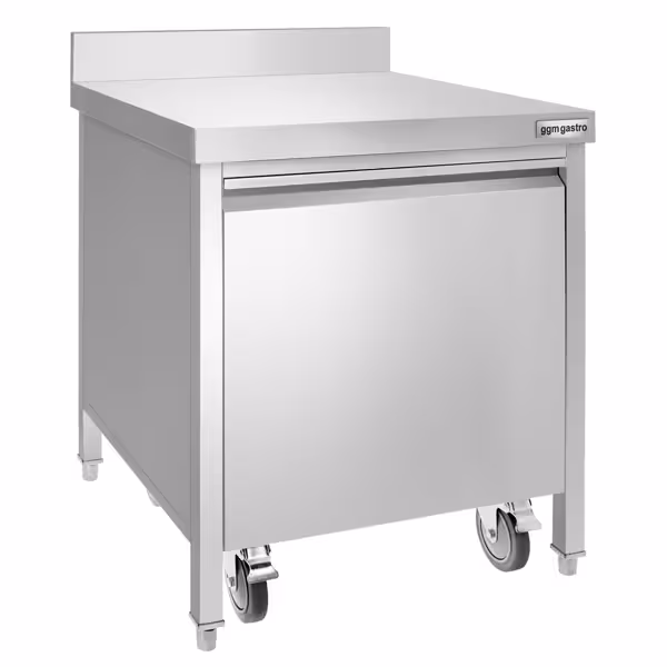 Rozsdamentes acél hulladékgyűjtő - beépíthető, kihúzható - 50 liter - 700x700x970 mm - mit kivehető belső vödör, görgőkkel, finom záródás, könnyen tisztítható - rozsdamentes acél