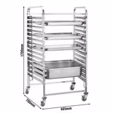 Stainless Steel Gastronorm Racking Trolley - 16-Level - for 16 x GN 2/1 Trays - with low-noise braked castors