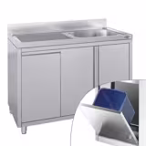 Lavello armadiato ECO - in acciaio inox - 1200x700mm - con pattumiera - 1 vasca a destra