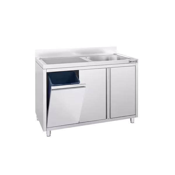Commercial Sink Cabinet ECO - 1200x700mm - with waste bin & 1 bowl right-hand