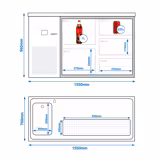 Bira tezgahı PREMIUM - 1550x700mm - 1 Becken Sol & 5 Cam Çekmece