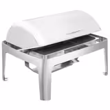 Chafing dish - Rotondo - con coperchio roll-top - in acciaio inox