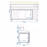 Table réfrigérée à pizza PREMIUM - 2000x800 mm - avec 2 portes & 7 tiroirs - incl. vitrine réfrigérée LED - 10x GN 1/4
