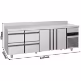 Kühltisch PREMIUM - 2330x700mm - mit 2 Türen - 4 Schubladen - mit Aufkantung