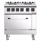 Aragaz pe electric - 15,2 kW - 4 plite rotunde - incl. cuptor cu gaz static - 6 kW