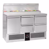 Ψυγείο πάγκος προετοιμασίας Mini PREMIUM - 1.368x700 mm - 1 πόρτα & 4 συρτάρια - για 8x GN 1/6 λεκανάκια