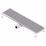 Canalina di scarico a pavimento professionale in acciaio inox - 1200x300mm - a basso profilo con uscita laterale - Ø70mm