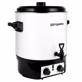 Commercial Manual Fill Hot Water Urn - 27L - 1.8kW - Adjustable Thermostat 30–110°C - White - with Dispensing Tap & Digital Timer - for Tea, Coffee & Mulled Wine