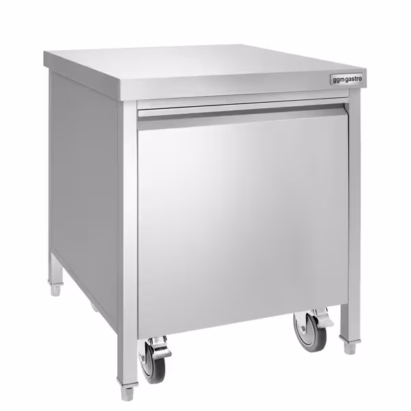 Roska-astia - suorakulmainen - roll-container - ulosvedettävä - etulaatikko - 50 litraa - 700x700x870 mm - varusteena pehmeästi sulkeutuva kansi, irrotettava sisäsäiliö - ruostumaton teräs