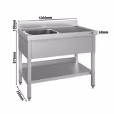 Tiskipöytä ECO - 1000x700 mm - alahyllyllä - 1 allas allas vasemmalla