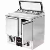 Saladette réfrigérée PREMIUM - 900mm - 159L - 2 portes - avec découpe pour 4x GN 1/3 & Couvercle verre