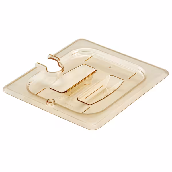 (6 stuks) CAMBRO | H-PAN™ - hittebestendige deksels GN 1/6 - met inkeping & greep - amber