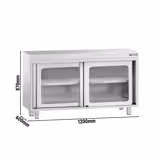 Rozsdamentes acél munkaszekrény PREMIUM - 1200x600 mm - üveg tolóajtós