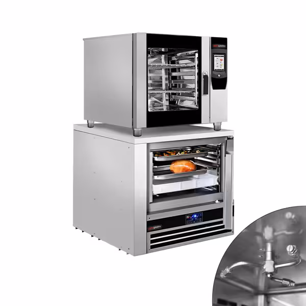 Elektryczny-Piec konwekcyjno-parowy - dotykowy - 5x GN 1/1 - z systemem mycia - w zestawie: Sonda rdzeniowa & System czyszczący