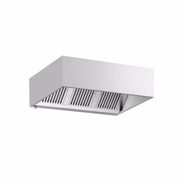 Commercial Wall-Mounted Extractor Hood - 1600mm - with Baffle Filters & LED Lighting