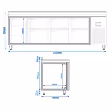 Kühltisch Premium PLUS - 2452x700mm - mit 1 Tür - 6 Schubladen - mit Aufkantung