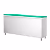 Table armoire en acier inoxydable PREMIUM - 1800x600mm - avec portes coulissantes - pour fruits et légumes - incl. plateau de découpe Vert PEHD (HACCP)