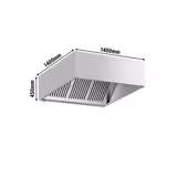 Commercial Wall-Mounted Extractor Hood - 1400mm - with Baffle Filters & Lighting