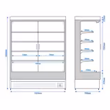 Wandkoelmeubel - 1524mm - 693L - met 2 glazen draaideuren & 4 schappen - Zwart