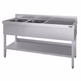 Spültisch ECO - 2000x600mm - mit Grundboden - mit 2 Becken links
