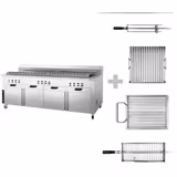 Mangal Charcoal Grill - 2000mm - with cabinet base - for Adana & Shish Kebab - 30 automatic rotating skewers