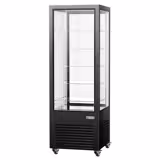 4-Sided Glass Display Fridge - 440L - 675mm - Double glazing - with 5 glass shelves - 1 rear glass door - for patisserie - Black