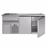 Direct Draw Beer Dispenser / Kegerator PREMIUM – 2 sinks left - 1950×700 mm - stainless doors