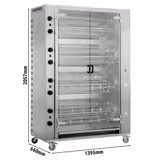 Commercial Gas Chicken Rotisserie Oven PREMIUM – 16 Spits - 96 Chickens - 74.4 kW - Interior Light