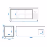 Table réfrigérée Premium PLUS - 1960 x 700 mm - avec 1 bac, 1 porte, 4 tiroirs - dosseret