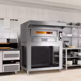 Plinska peć za pizzu Profesionalna - 1450x1800 mm - 9 x 33 cm - za Ø 33 cm pizzu - do 370 °C - Mehaničko - uklj. kuhinjska napa i postolje s kotačima