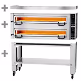 Four à pizza électrique Power – 6+6 x 34 cm – Digital – incl. hotte, support inférieur et roulettes