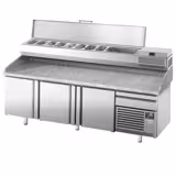 Commercial Pizza Prep Counter - Granite Top PREMIUM PLUS - 2305x800mm - with 3 doors & 1 drawers - incl. refrigerated topping unit - 10x GN 1/3