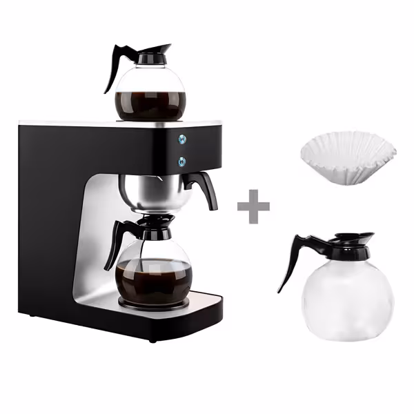 Filterkaffemaskin - 1,8 liter - 2kW - med 2 värmeplattor - inkl. 2 glaskannor