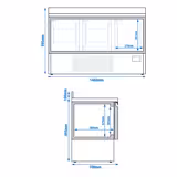 Masă frigorifică Premium PLUS – 1460 x 700 mm – cu 3 uși – cu rebord