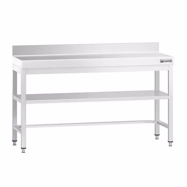 Paslanmaz Çelik Çalışma Tezgahı PREMIUM- 1500x700mm  - Alt Raflı, Destekli & Sırtlı