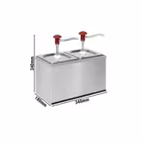 Distribuitor de sosuri – 2 x 2 litri – inclusiv suport din oțel inoxidabil