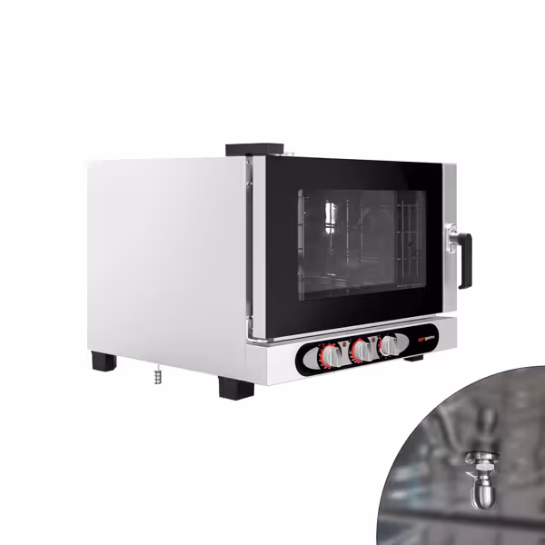 Cuptor convecție abur – cu comandă manuală – 4x GN 1/1 sau 4x EN 600x400 – cu sistem de spălare inclus
