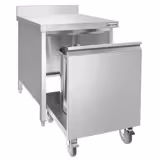 Soptunna - fyrkantig - 50 liter - 700x700x970 mm - med frontutdrag & hjul & uppkant - rostfritt stål