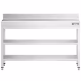 Edelstahl Arbeitstisch PREMIUM - 1400x700mm - mit Grundboden, Aufkantung & Zwischenboden