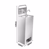 Lavamani mobile - Acciaio inox - con Taniche interne (acqua pulita & di scarico), Senza collegamento acqua & scarico, Comando a pedale, Ruote, Dispenser per sapone, Distributore di carta asciugamani