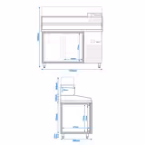 Pizzawerkbank PREMIUM - 1550x800mm - met granieten werkblad - met 2 deuren - incl. opzetkoelvitrine - 6x GN 1/3