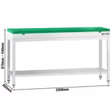 Mesa de trabalho em aço inoxidável PREMIUM - 2000x800mm - com prateleira inferior & com travessas de reforço - incl. Tábua de corte Verde